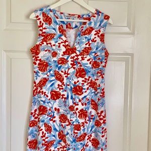 Floral Sleeveless Dress - Red and Blue